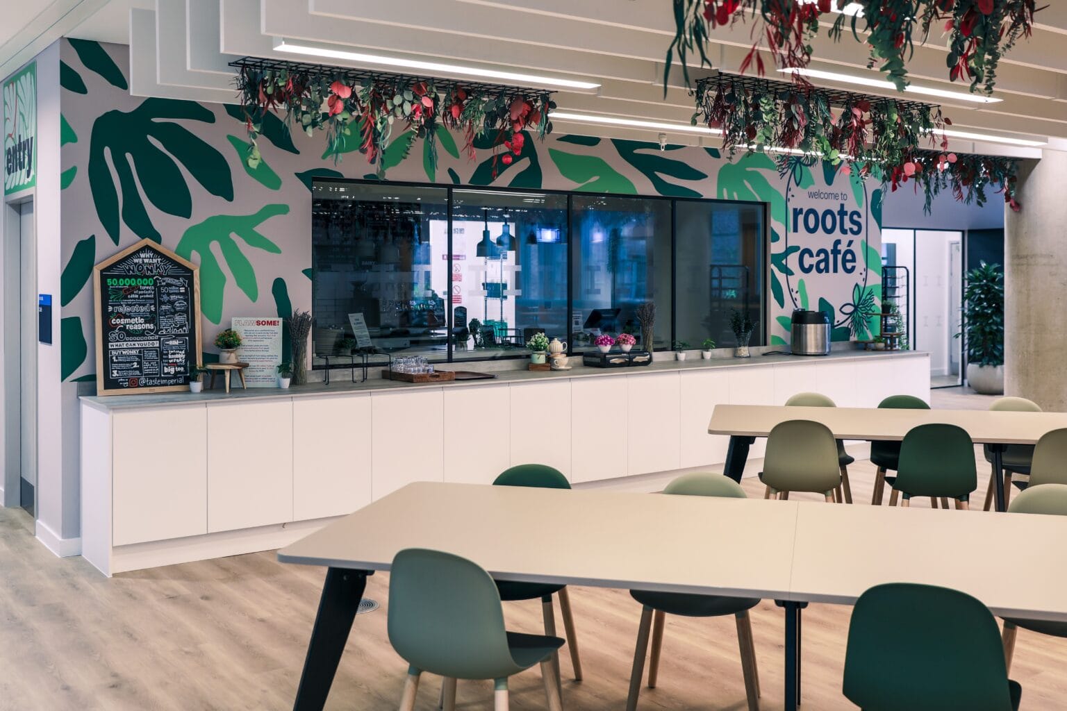 Cafe and breakout area in a London co-working space