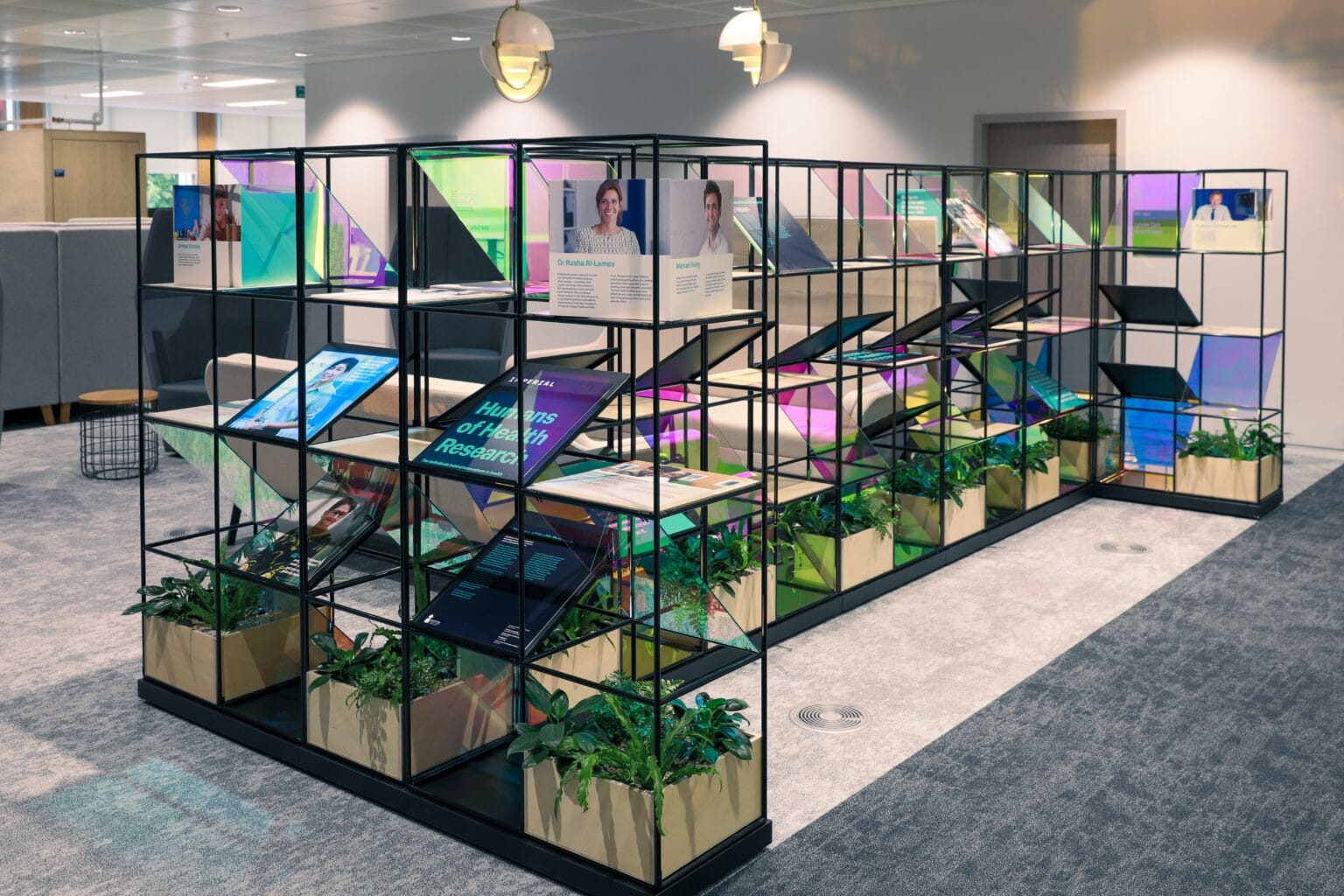 Technology display area in a London office cleaned by JPC by Samsic