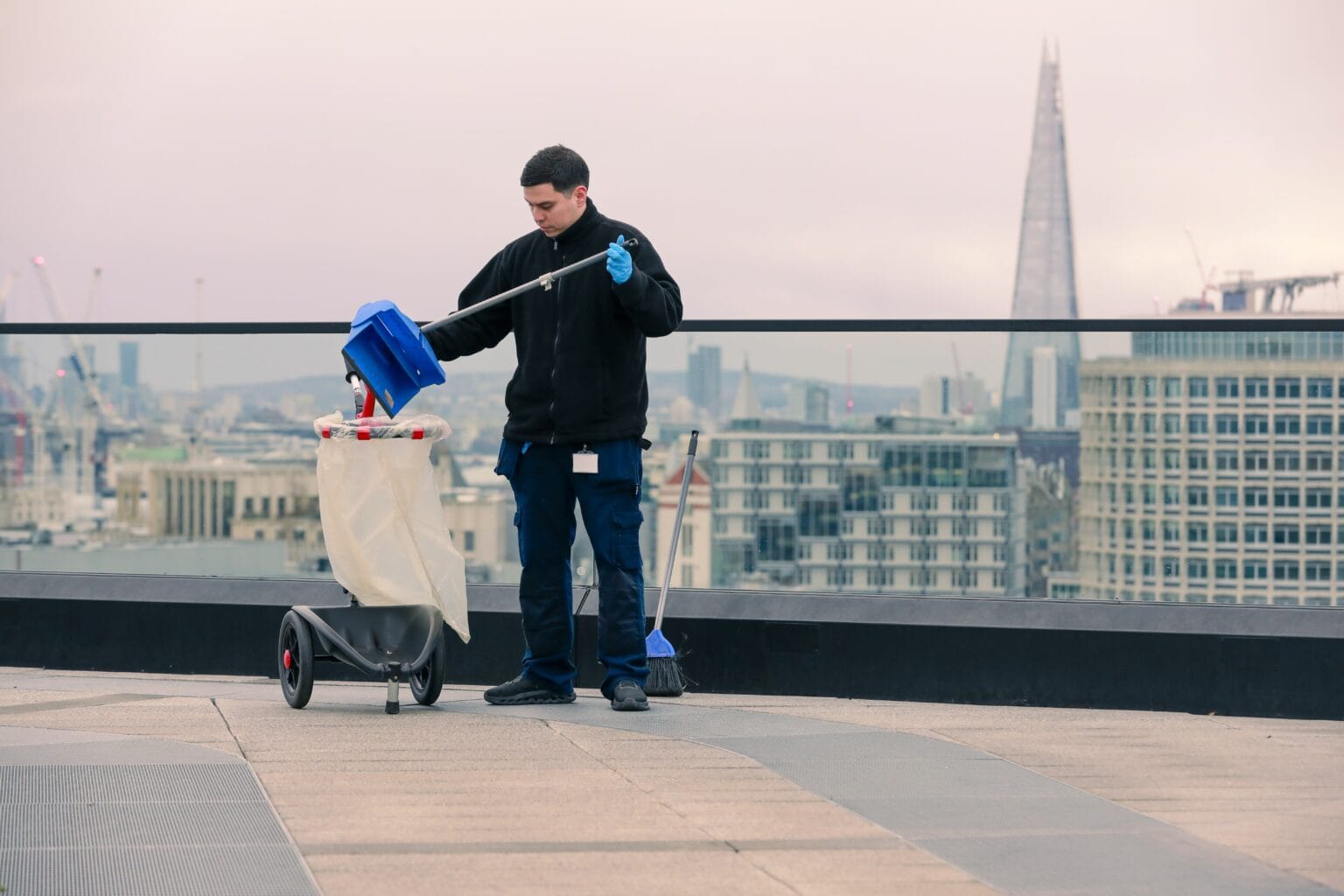 JPC by Samsic cleaner on the roof terrace at The Post Building, London