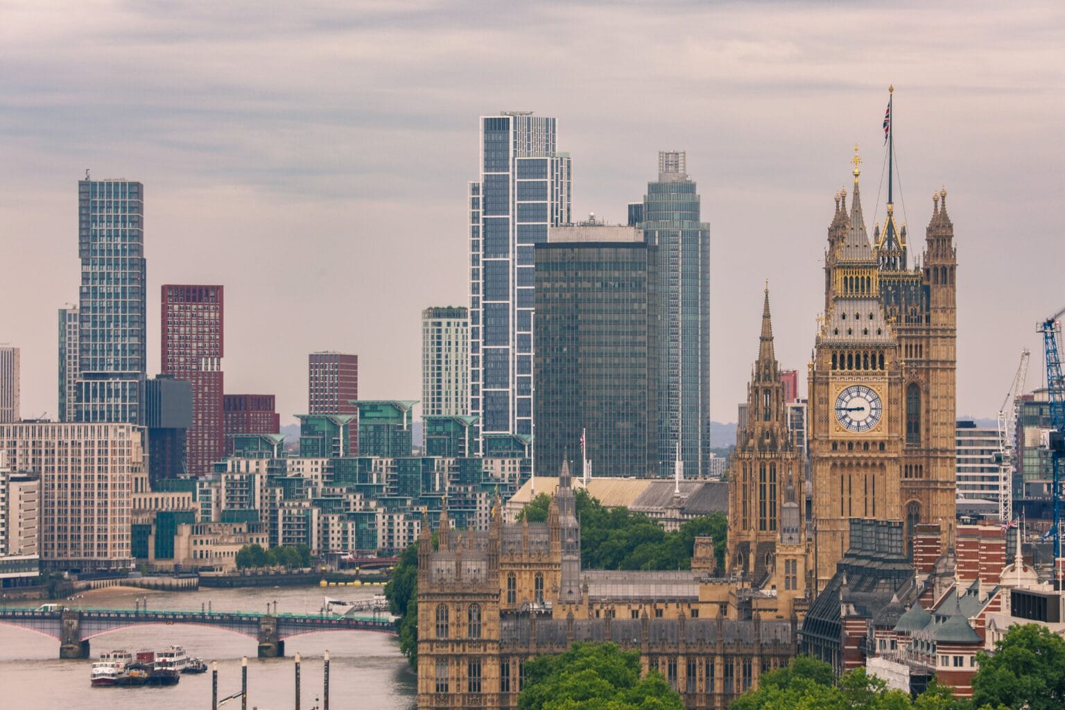 Westminster skyline across the Thames