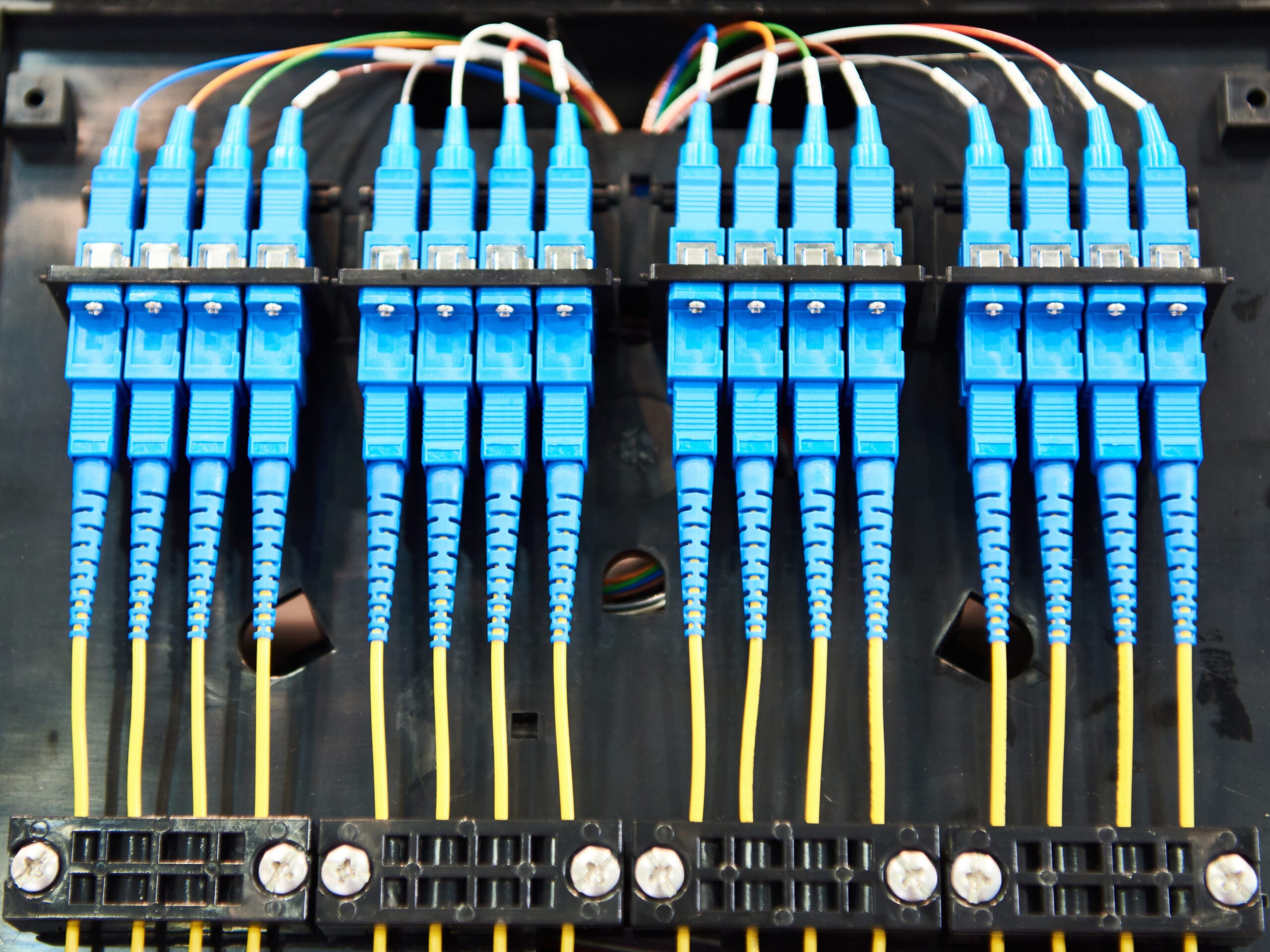 Fibre optic connectors in a telecoms facility
